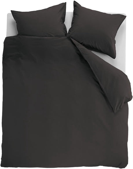 Ambiante cotton uni dekbedovertrek - effen - lits-jumeaux xl - 260x200 220 cm - antraciet