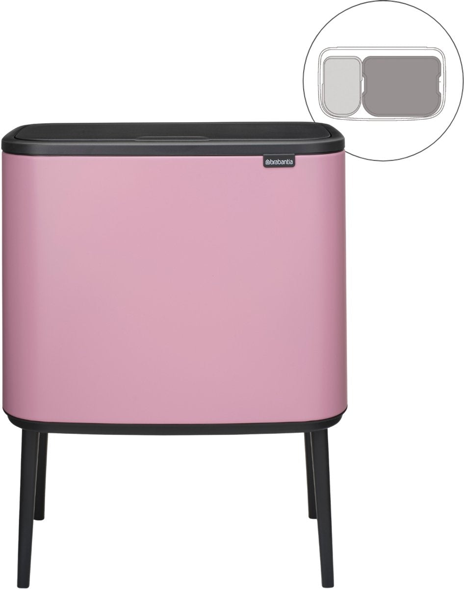 Brabantia bo touch skraldespand - 11 + 23 liter - affaldssortering - lilla pink