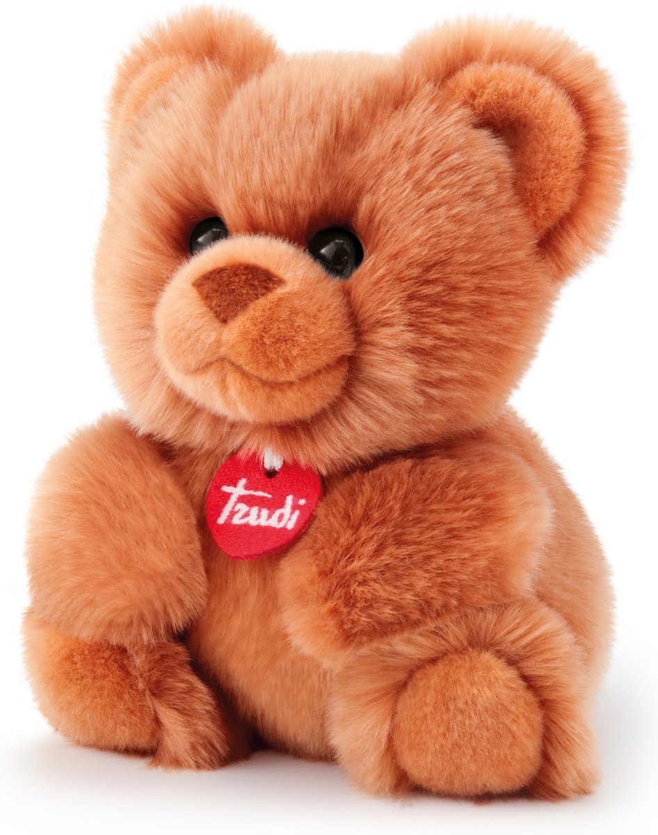 Trudi fluffy kramme bjørn 19 cm - højkvalitets plys kramme - bamse til drenge og piger - brun - 16x19x13 cm str. s