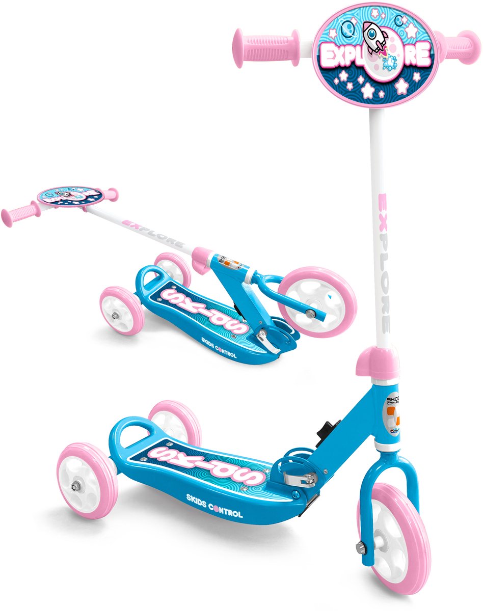 Stempel pink sammenfoldelig tre hjul scooter skridsko kontrol