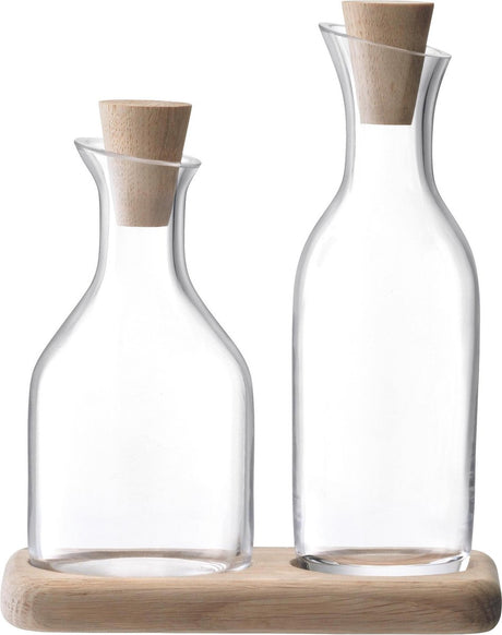 Lsa international l.s.a. server olieeddikesæt - inkl. egetræsplateau - 15 x 8,5 x 17 cm - glas