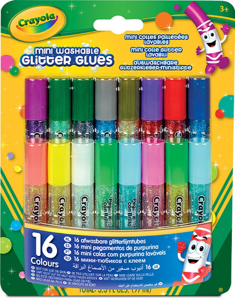 Crayola - hobbylim - 16 glitterlimtuber - vaskbar fra hud og tøj