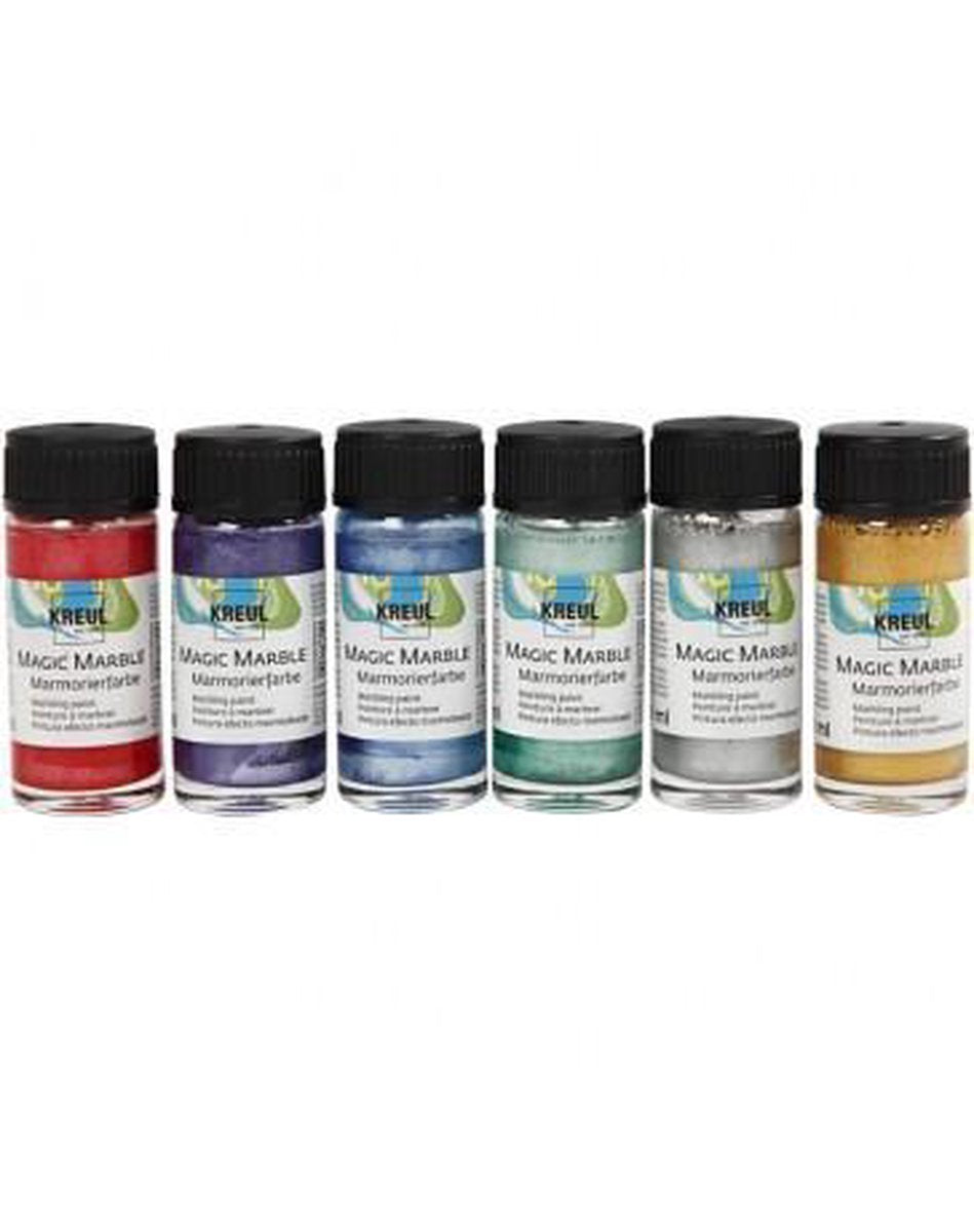 Creativ firma marmormaling - metalliske farver, 6x20ml