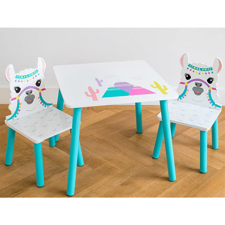 Lama træbord med 2 stole