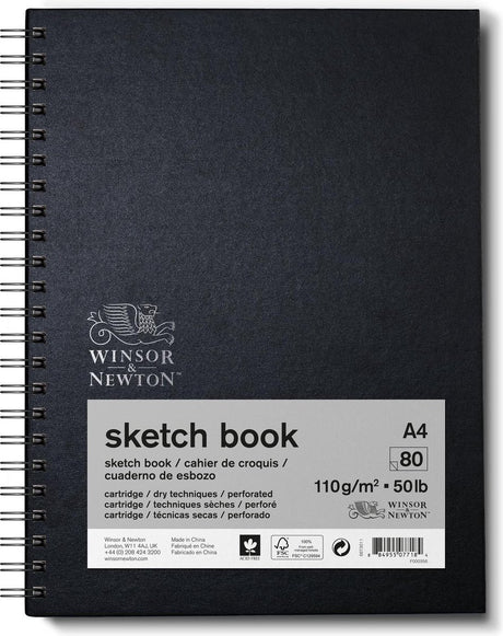 Winsor Newton 6673011 Spiral Sketchbook A4 – 110g m², 80 ark, tegnepapir til skitsering tegning