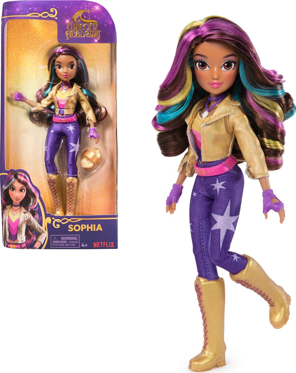 Unicorn academy – pop sophia – med 6 modetilbehør og børste