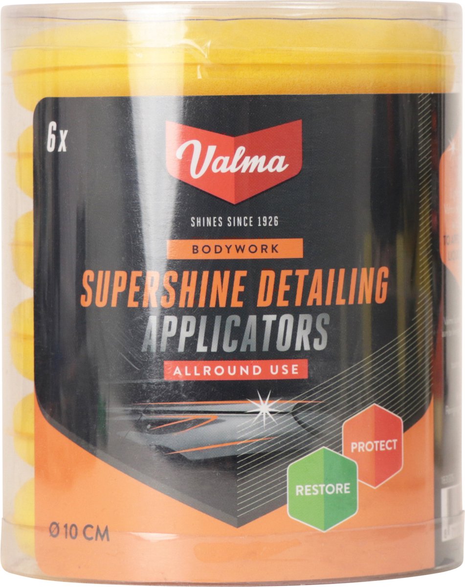 Valma supershine detaljering applikatorer - ridsefri applikatorer - genanvendelige - egnet til bil interiør eksteriør - 6 stk.