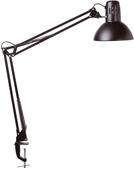 Maul arbejdsbordslampe - metal - sort - E27 armatur - justerbar arm - bordlampe med klemme