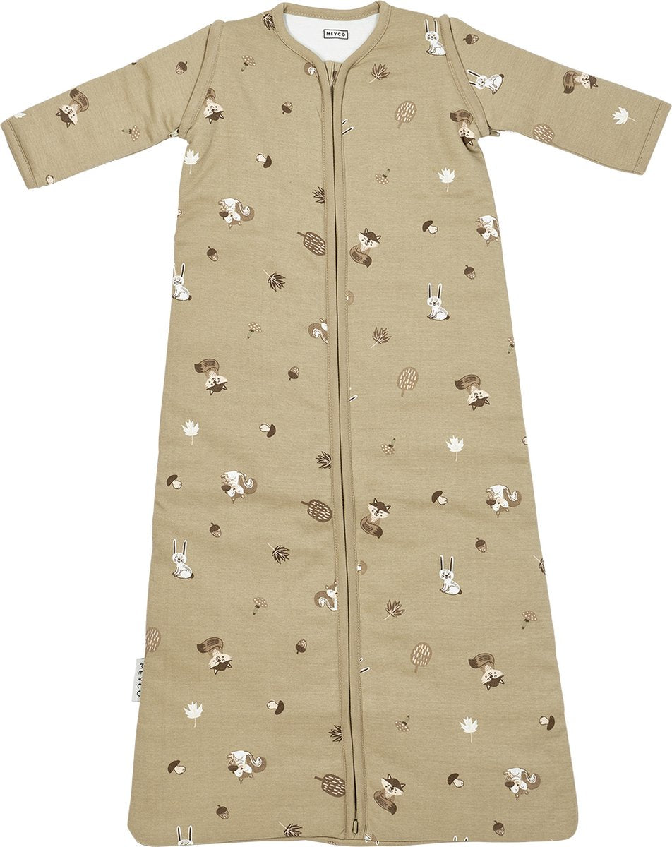 Meyco baby skovdyr baby sovepose med ærmer med lynlås - sand - 110 cm - 2,5 tom
