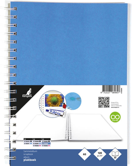 Kangaro plakboek - a5+ - 120 grams - 80 vel - blauw
