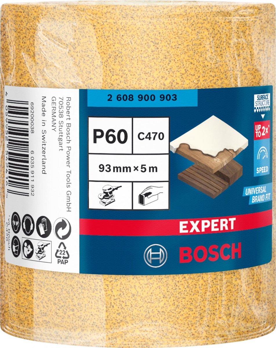 Bosch expert c470 sandpapirrulle til håndslibning 93 mm x 5 m g ...