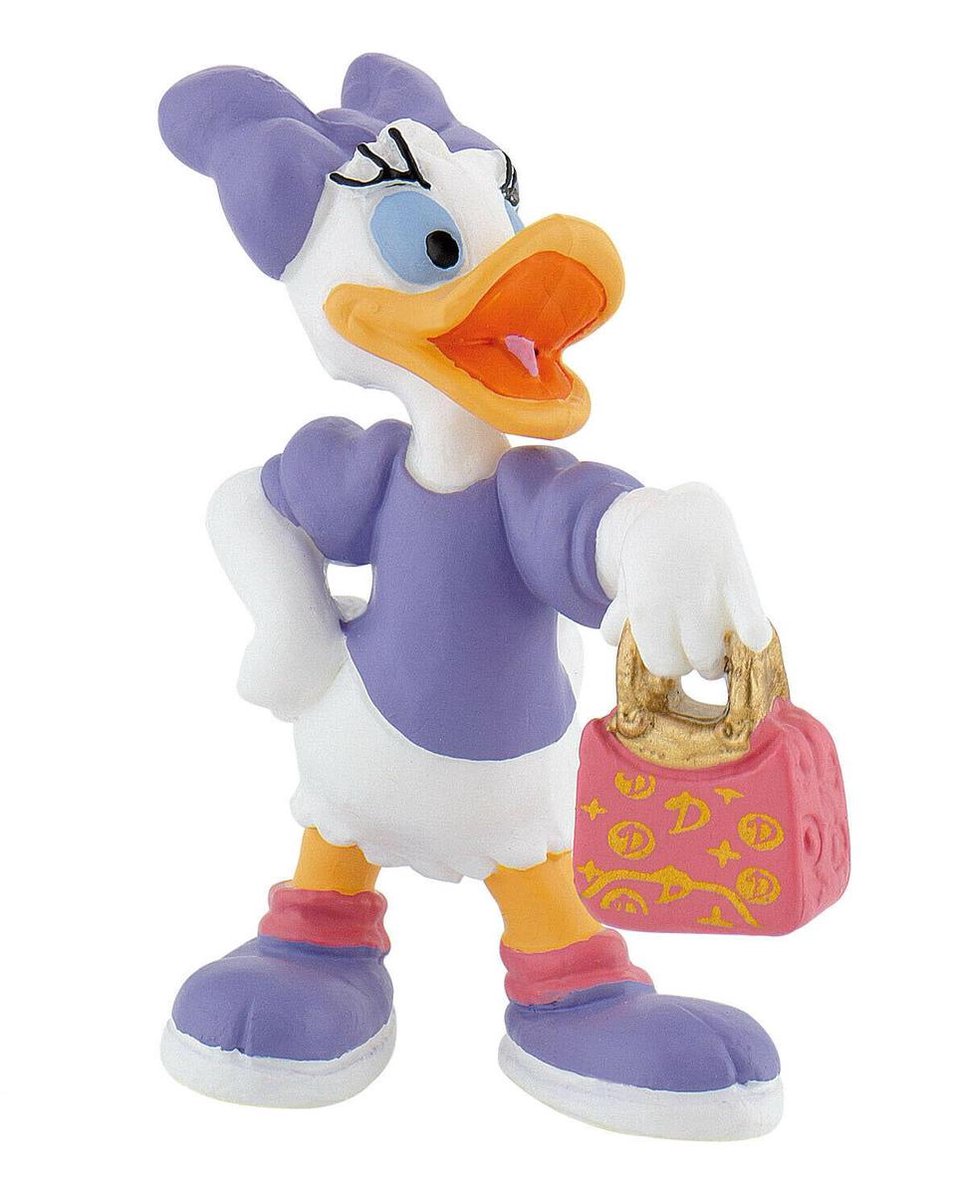 Bullyland 15343 – legefigur og samlerfigur Daisy Duck med taske fra Disney, ca. 6,5 cm – naturtro og detaljeret design – ideel som kagefigur og lille gave til børn fra 3 år.