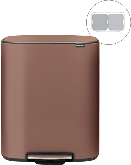 Brabantia bo prullenbak - 2 x 30 liter - afvalscheiding - satin taupe