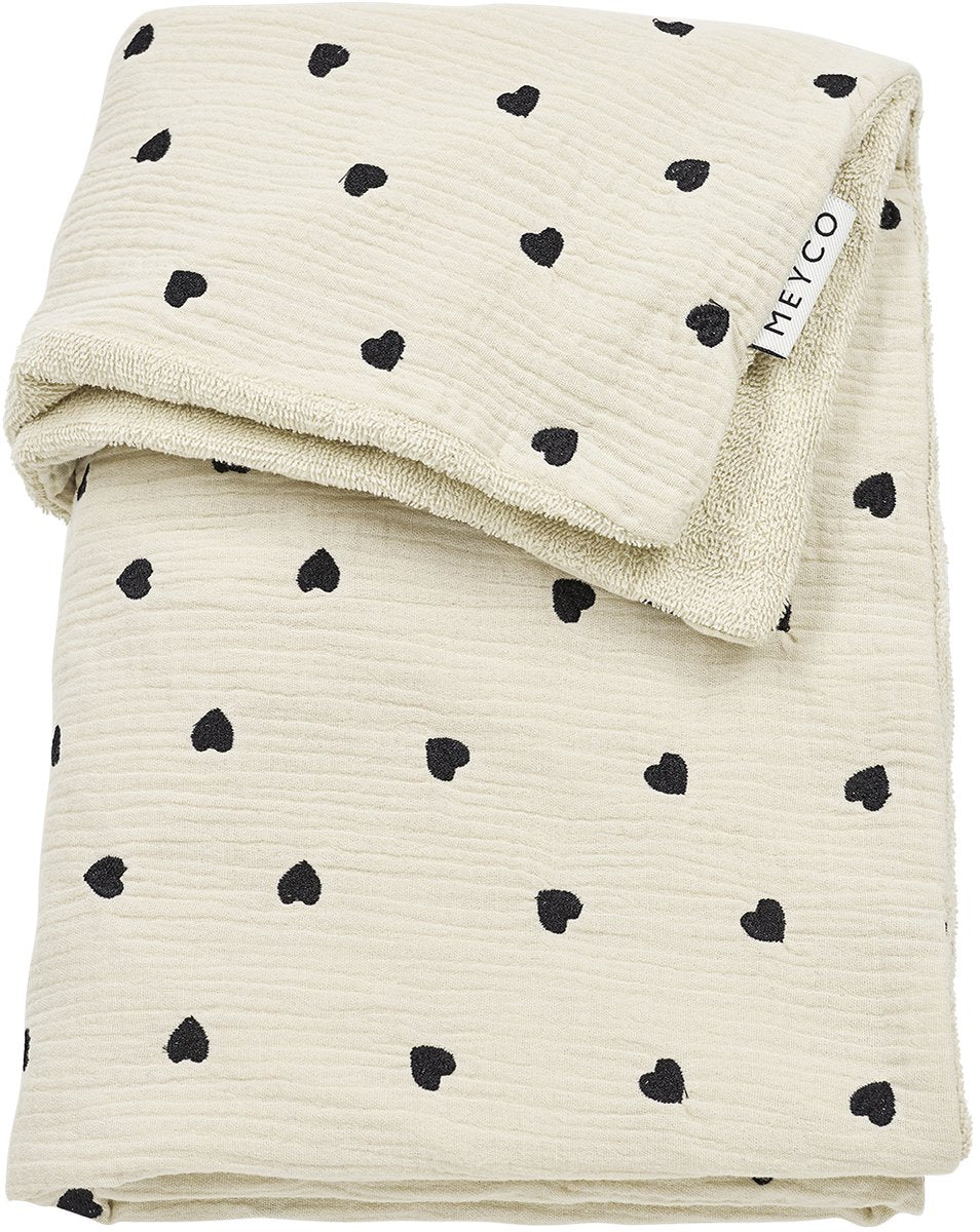 Meyco baby sweet heart krybbetæppe - forvasket hydrofilt - blødt sand - 75x100 cm - 1,5 tom