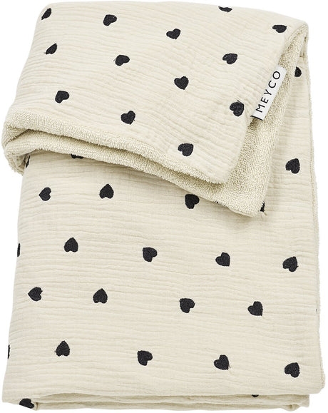 Meyco baby sweet heart krybbetæppe - forvasket hydrofilt - blødt sand - 75x100 cm - 1,5 tom