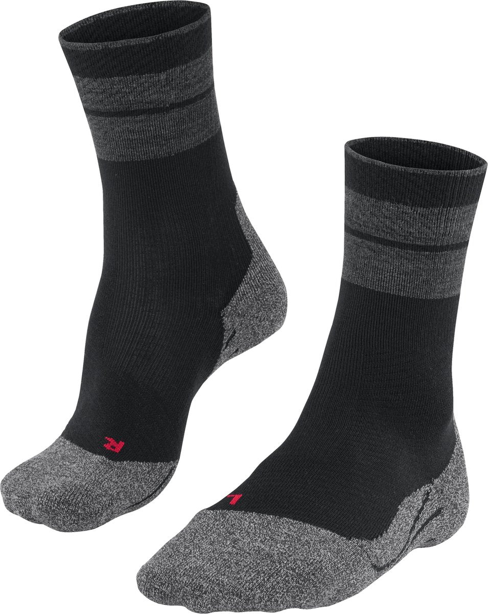 Falke tk stabiliserende anti-blister tykt uld funktionsmateriale gåstrømper herre sorte - str. 39-41