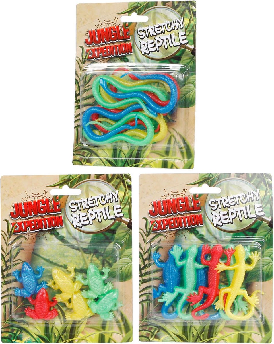 Jungle ekspedition stretch krybdyr 10cm 6 stykker på kort