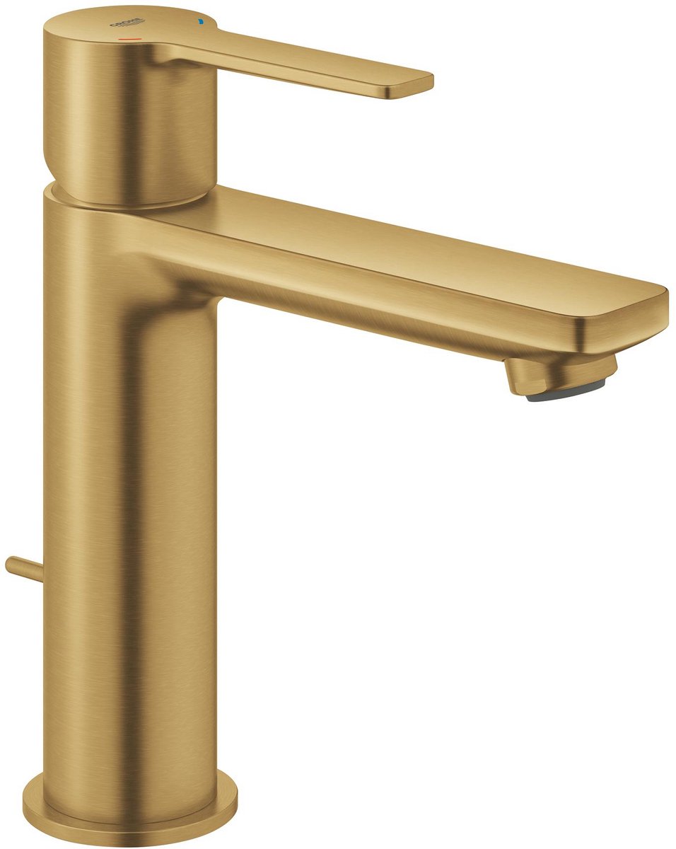Grohe lineare ny s-størrelse håndvaskarmatur – med pop-up affald – ecojoy – fastfixation plus – børstet kølig solopgang