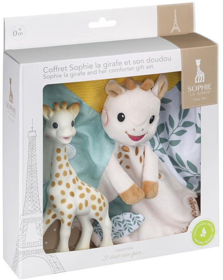 Giraffen Sophie gavesæt - inklusive børnelegetøj og blød putteklud - perfekt barselsgave til babyer