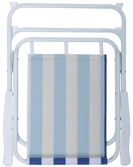 Merkloos sans marque opvouwbare campingstoel - blauw wit gestreept - compact en lichtgewicht - stevig en snel opvouwbaar - ideaal voor strand en camping - staal frame - 51x45x75cm