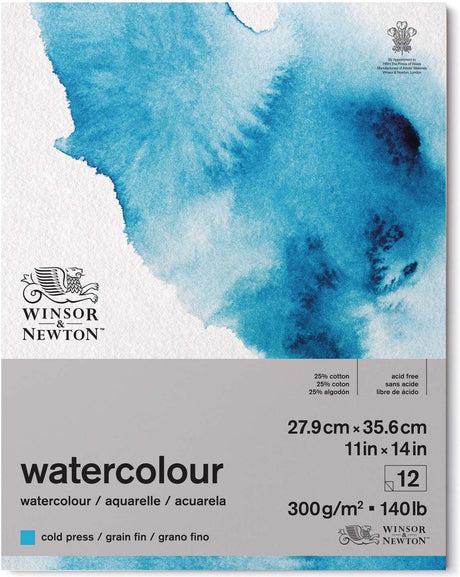 Winsor Newton klassisk akvarel papir korn finne blok limet på den ene side 300gr