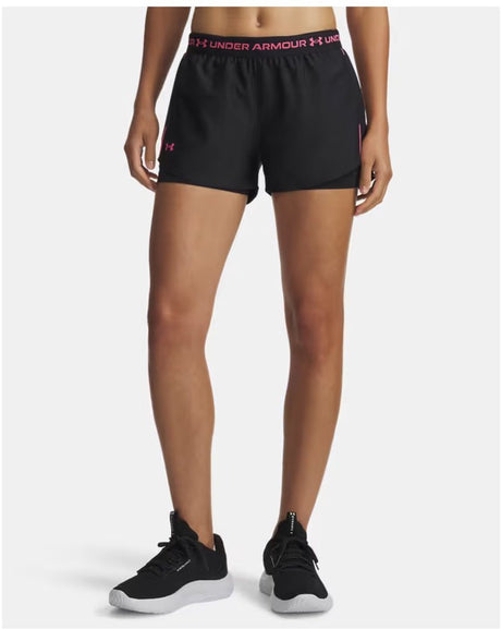 Under armour tech play up 2i1 shorts-blk damesportsbukser - sorte - super pink