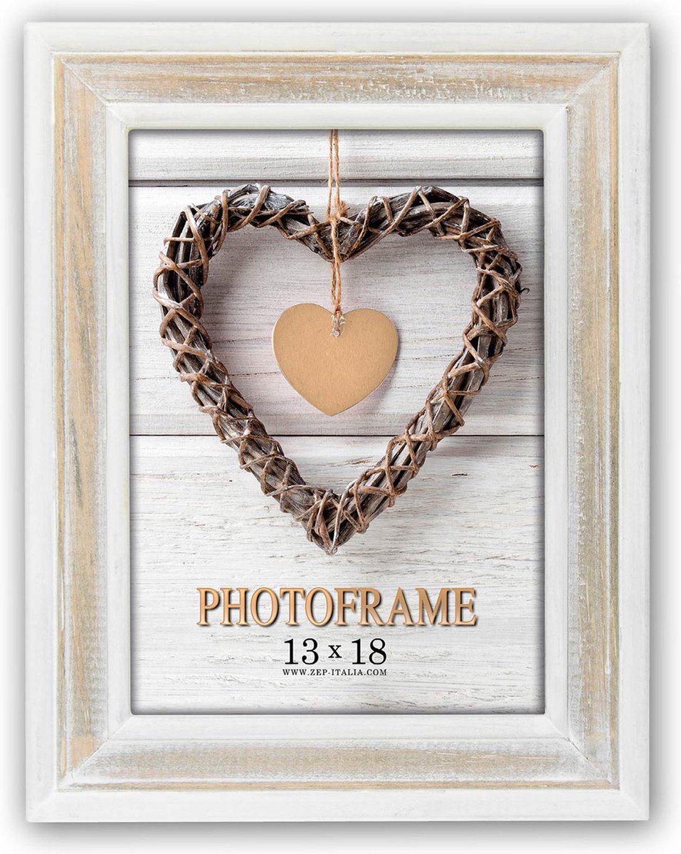 Zep - træfotoramme zacapa hvidbrun til fotostørrelse 15x20 - ez568
