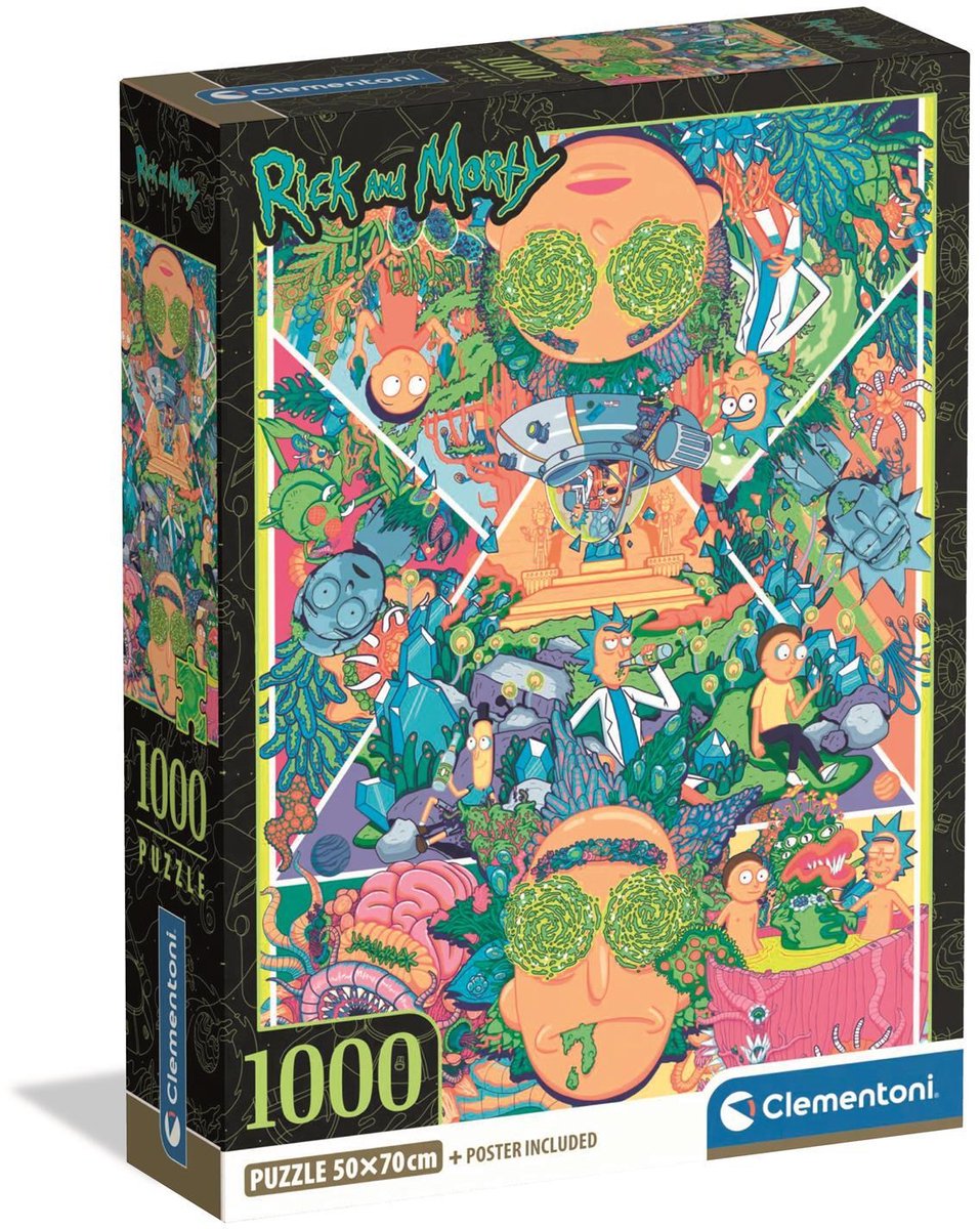 Clementoni puslespil rick morty 2 - 1000 brikker tegneseriepuslespil.