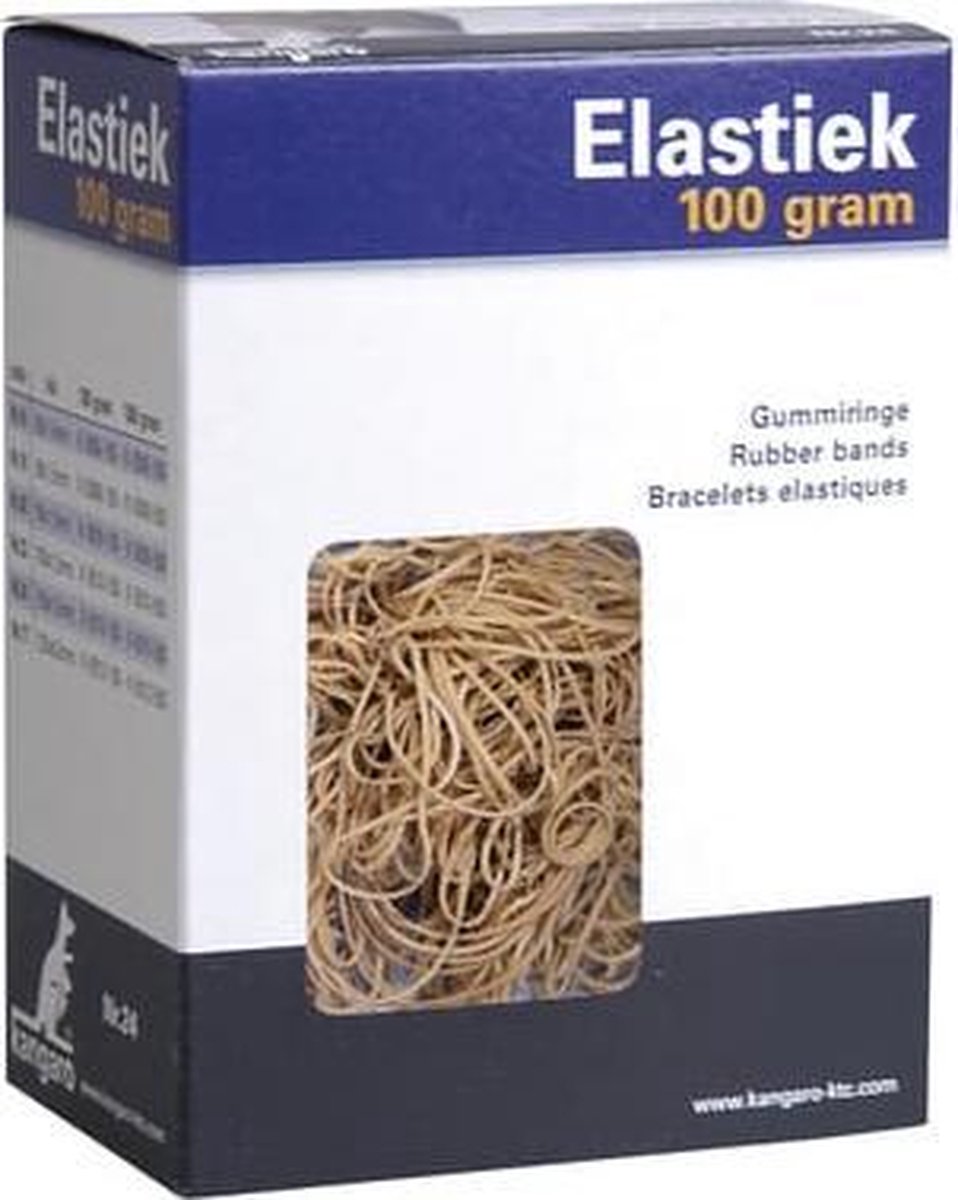 Kangaro elastik - nr. 20 - 90 x 1,5 mm - 100 gram - natur