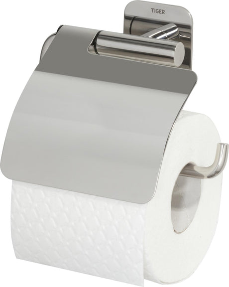 Tigerkrave - toiletrulleholder med klap - uden boring - toiletrulleholder selvklæbende - poleret rustfrit stål