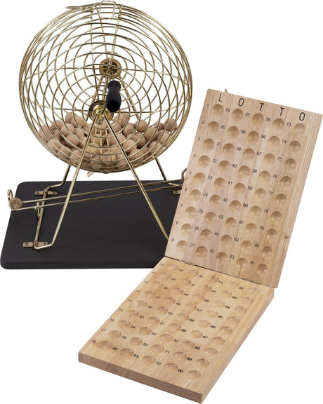 Engelhart kienmolen compleet – met houten controlebord 90 houten ballen – metalen korf ø 30 cm – complete kien set voor thuis spelavonden –