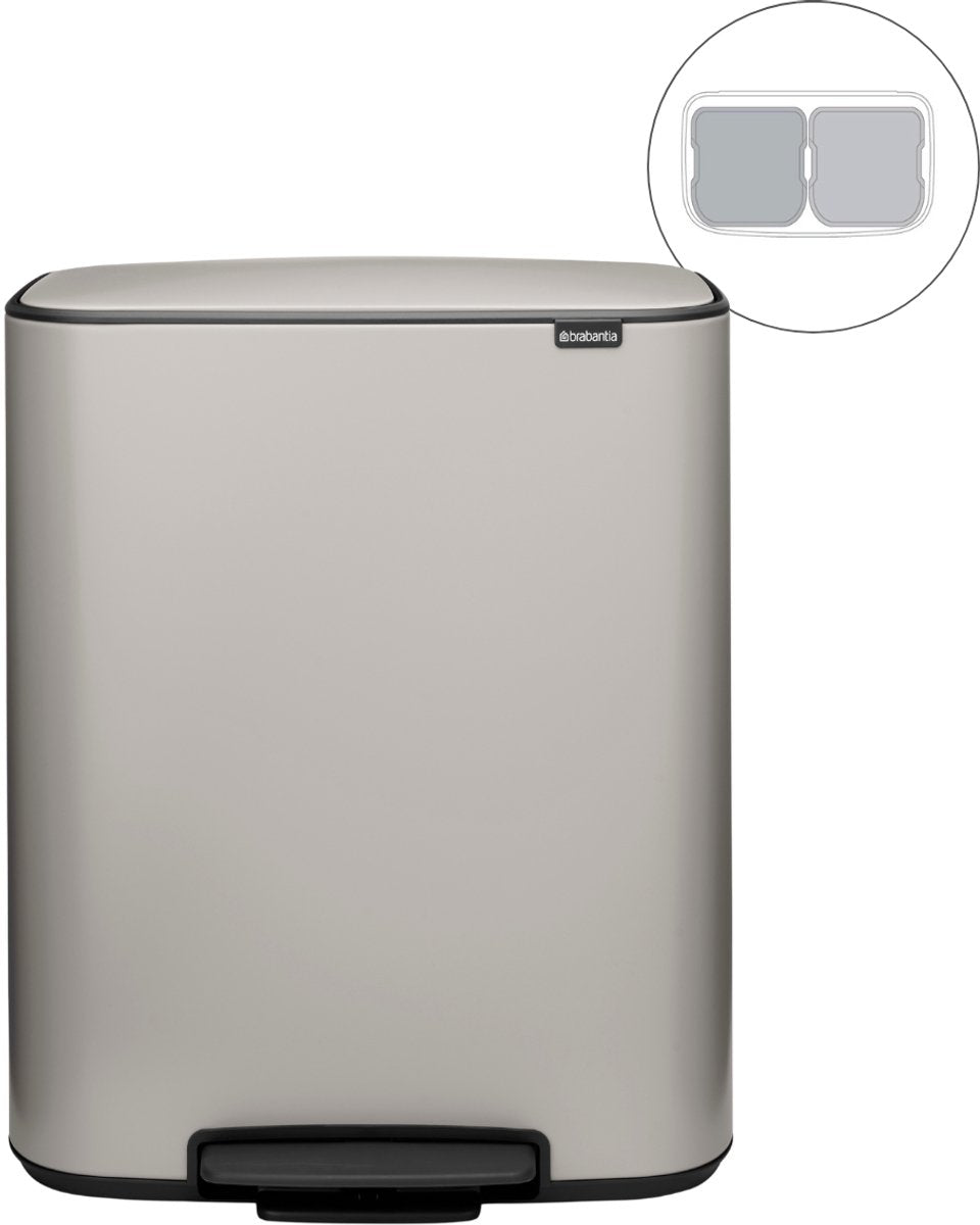 Brabantia bo affaldsspand - 2 x 30 liter - affaldssortering - blød grå