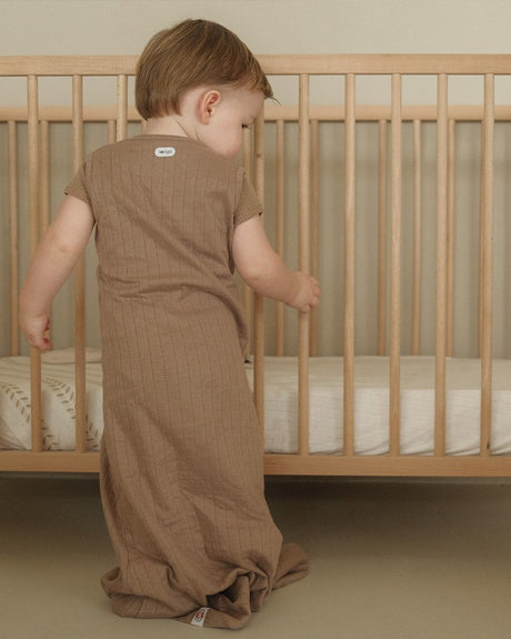 Lodger hopper - hydrofiele slaapzak baby - bruin - 0.3 tog - 98cm - biologisch katoen - zomerslaapzak babyslaapzak
