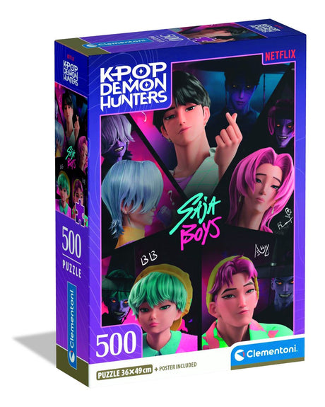 Clementoni k-pop demon hunters puslespil 500 stykker kompakt - kpop huntrix puslespil - k pop hobbygave til børn over 6 år