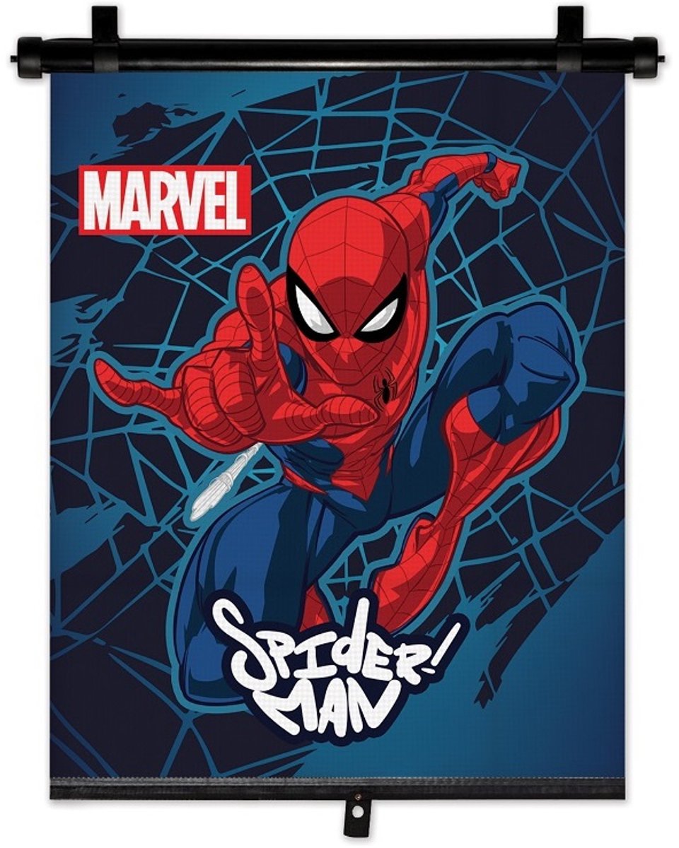 Amio spider man roller solsejl bilrude - 1 stk 36x45 cm - børne solsejl til bagrude ferie og daglig brug
