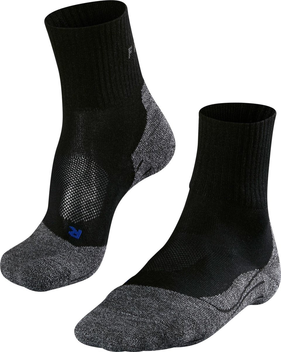 Falke tk2 cool short anti-blister tykt lyocell funktionelt materiale gåstrømper herre sorte - str. 46-48