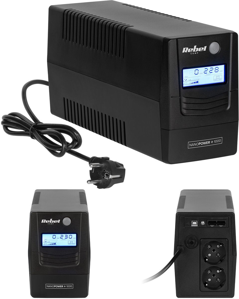 Rebel nanopower plus - ups zasilacz - 1000va - 600w - LCD-skærm