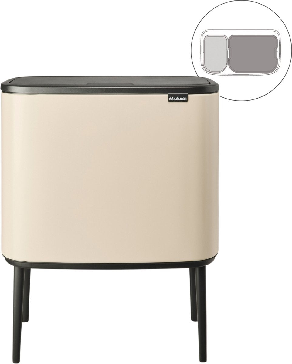 Brabantia bo touch skraldespand - 11 + 23 liter - affaldssortering - blød beige