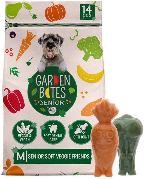 Havebid duvoplus - bløde veggie-venner hundesnacks - hundegodbidder - vegetarisk glutenfri - senior medium 14 stk.