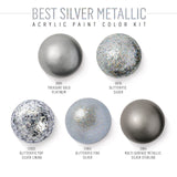 Folkart • akrylmaling farvesæt bedste sølv metallic 5 stk