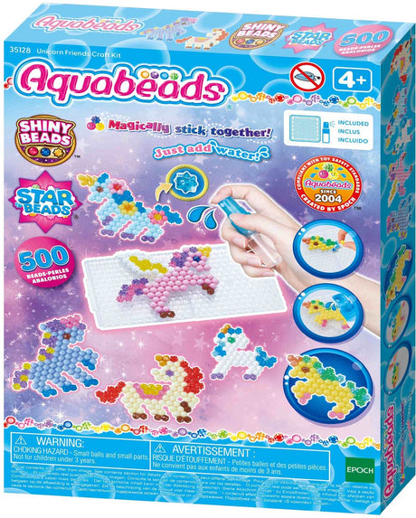 Aquabeads unicorn friends håndværkssæt - komplet sæt med 500 perler i 27 farver