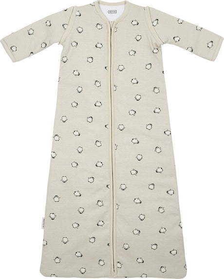 Meyco baby pingvin baby sovepose med ærmer med lynlås - blødt sand - 110 cm - 2,5 tom