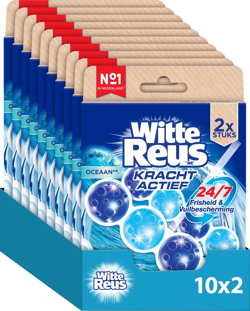 Hvid giant power active ocean toiletblok 100g - toiletblokke - værdipakke - 2x10 stk.
