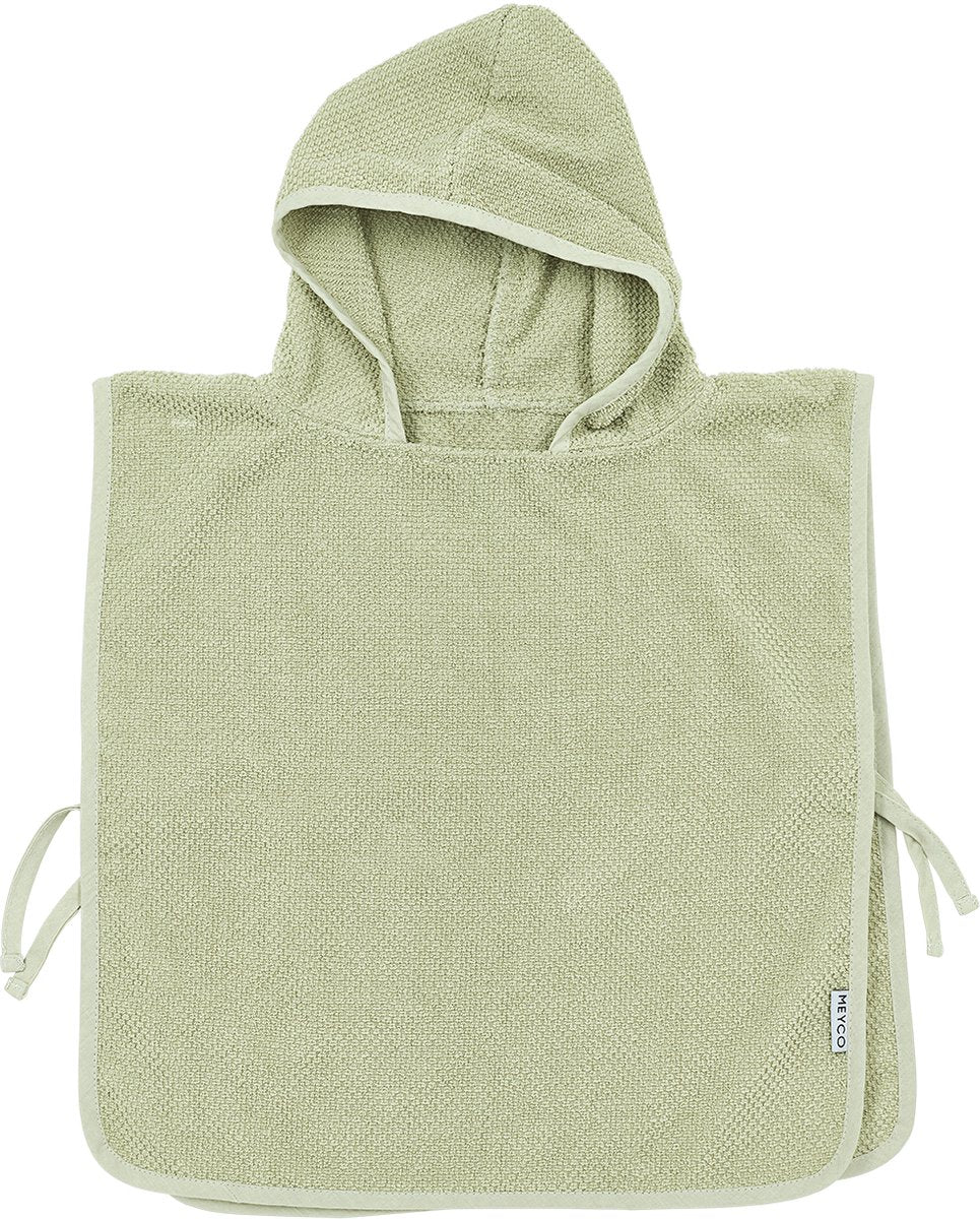 Meyco baby popcorn badeponcho - blød oliven - 1-3 år