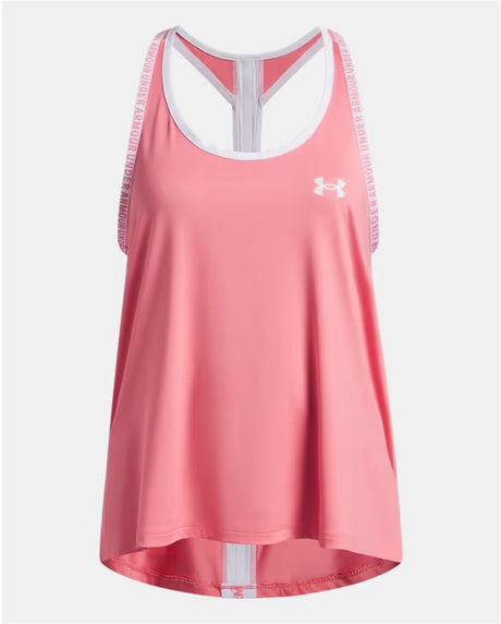 Under armour tech knockout tank-pnk sportstrøje til piger - bittersød pink - hvid