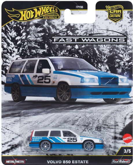 Hot wheels volvo 850 stationcar, bil, 3 år, metal, plastik, blå, hvid