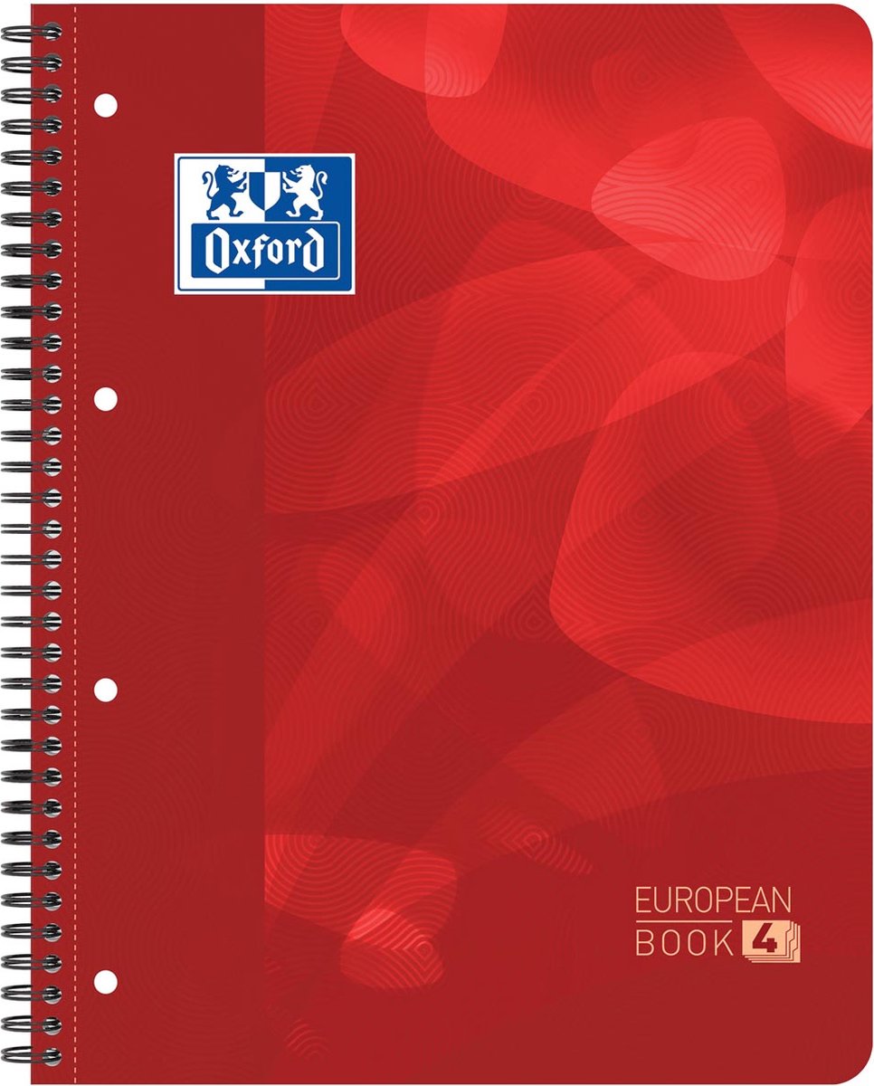 Oxford skoleprojektbog -a4+ - diamant 5 mm - 4 huller - 120 sider - rød