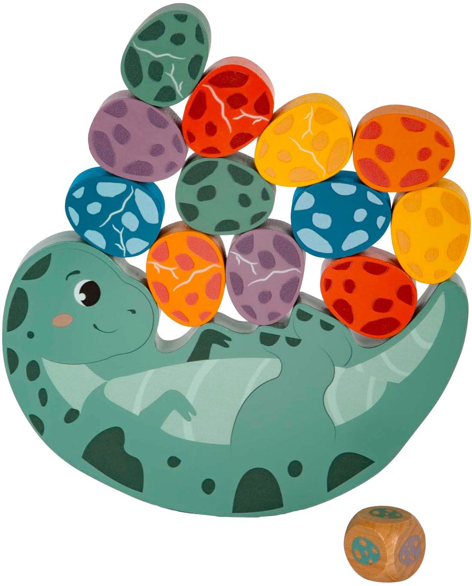 Lille fod - balance spil dino i træ, 14 stk.