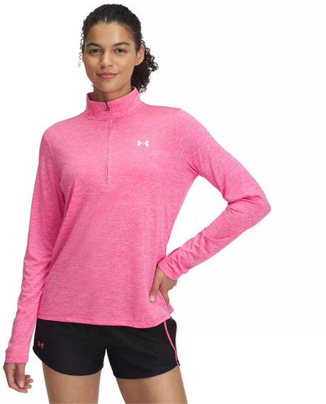Under armour tech 1 2 zip-twist-pnk sportstrøje til kvinder - super pink - hvid