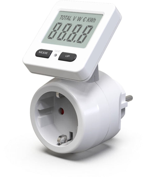 Nordic quality energie meter stroomverbruik - 230 v 16 a - 180° draaibaar lcd scherm 2 inch - wit